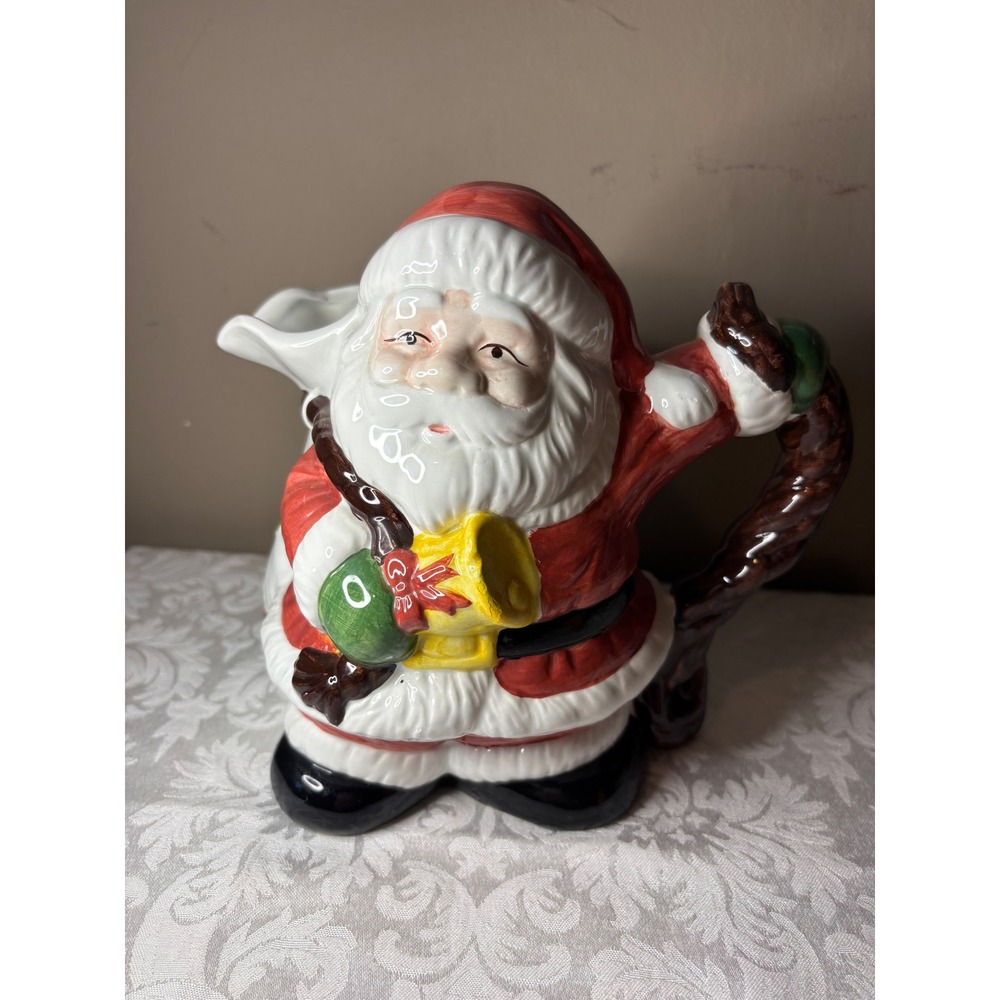 World Bazaars Ceramic Santa Claus Pitcher Christmas Holiday Decor 8.5" Vintage